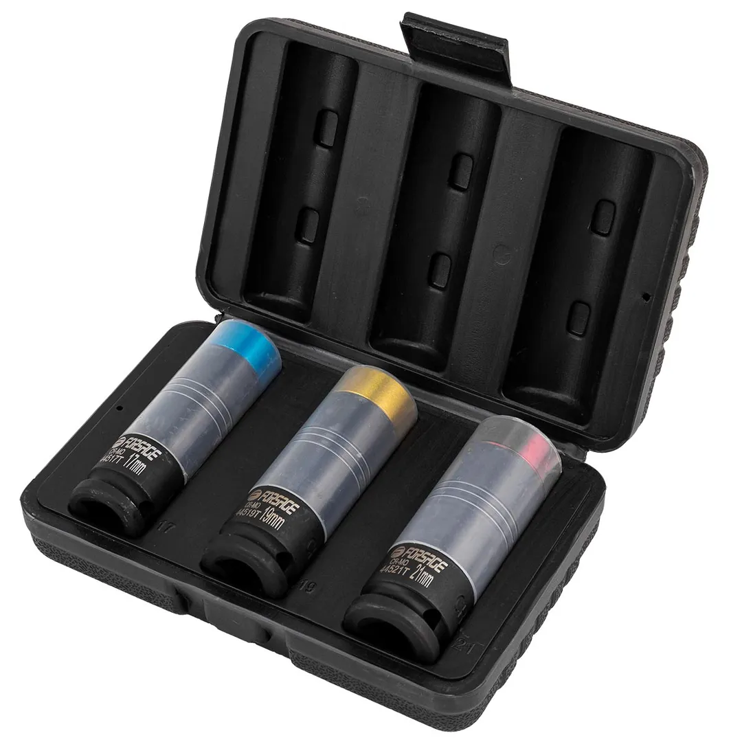 Набор ударных глубоких тонкостенных головок 17, 19, 21 мм 1/2'' 3 пр Forsage F-4035