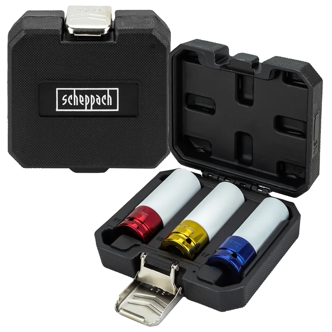 Набор ударных глубоких тонкостенных головок 17, 19, 21 мм 1/2'' 6-гр 3 пр Scheppach Sch-4035