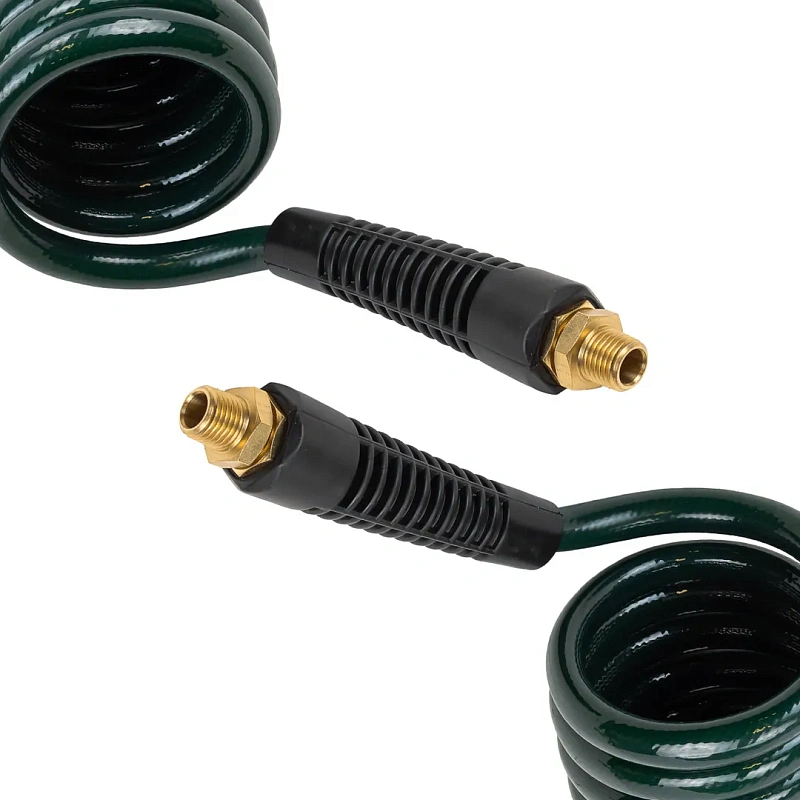 Шланг витой полиуретановый 8х12 мм, 10 м с резьбовыми наконечниками 1/4'', 15бар, раб. t от -20 до +60°С RockForce RF-AHC-48E