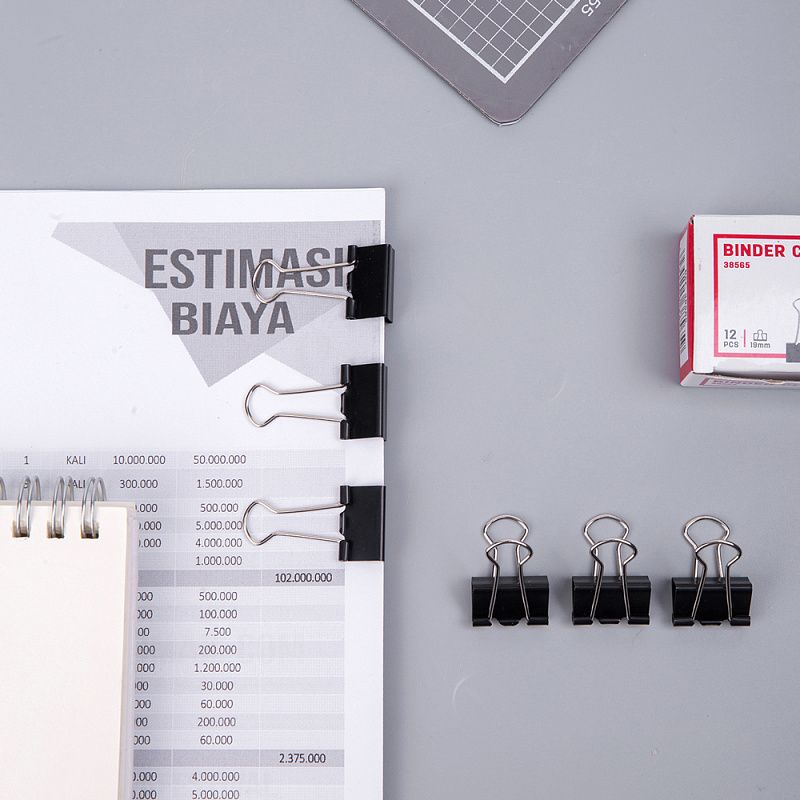 Зажим для бумаг "Deli", 19 мм, 12 штук, черный