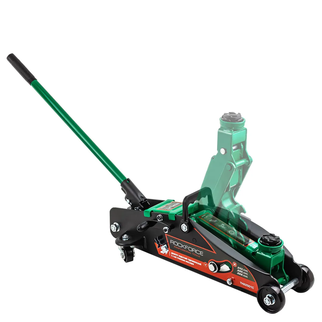 Домкрат подкатной гидравлический 2,5 т с фиксацией, 140-387 мм, в кейсе с резиновой накладкой RockForce RF-TH22501C кейс