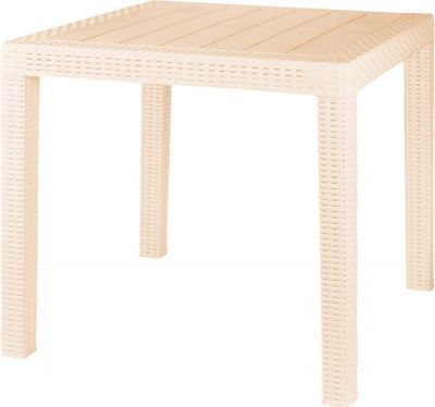 Стол пластиковый малый Rattan 789×789×701мм, сливочный Пластик Репаблик ING6183СЛВ