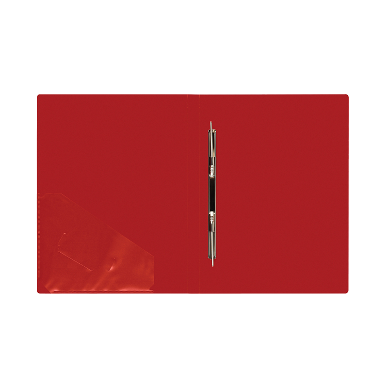 Папка-скоросшиватель А-611 "Стандарт" с карманом, пластик, красный