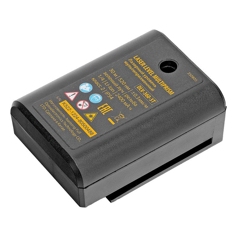 Лазерный уровень мультипризменный DLV-360-3T, 30 м, зеленый луч, Li-Ion 2,4 Aч, штатив Denzel 350805