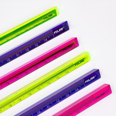 Линейка Milan "Acid"  15 см, треугольная, ассорти