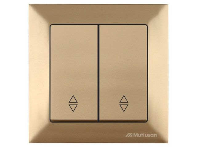 Выключатель проходной 2-клав., скрытый, винт. зажим, золото, DARIA, 10 A, 250 V, IP 20, Mutlusan 21204040280