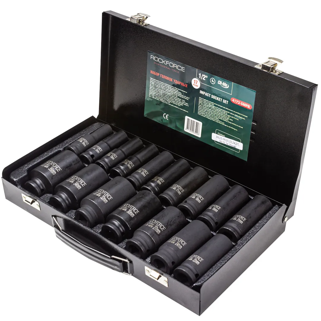Набор головок ударных 10-36 мм 6-гр 1/2'' 17 пр RockForce RF-4172-5MPB