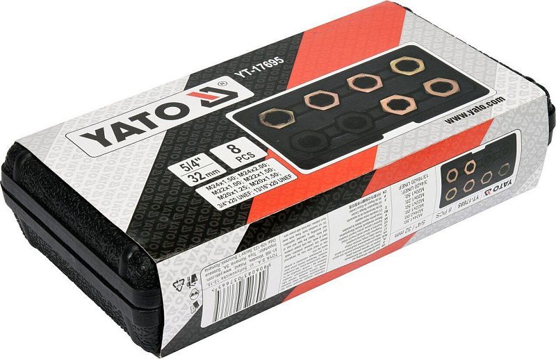 Набор для восстановления резьбы оси шруса 8 пр. Yato YT-17695