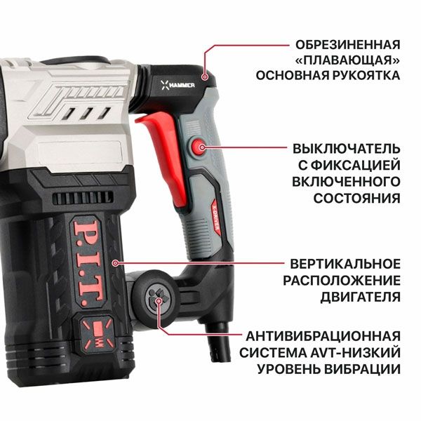 Молоток отбойный SDS-MAX электрич., 1500Вт, 15дж, 4100 уд/мин, 12 полож. зубила PIT GSH25-C2