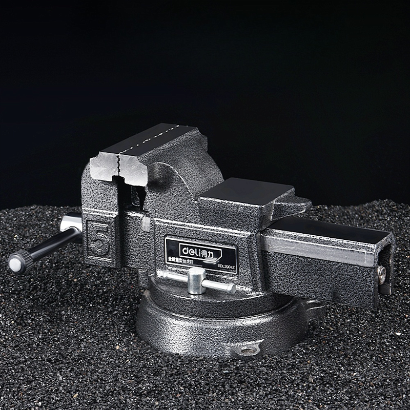 Тиски стальные Deli YS EDL2906Z, поворотные, с наковальней, 6"-150 мм