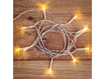 Гирлянда светодиодная 10 LED 1,2 метра, прозрачный ПВХ, теплое белое свечение Neon-Night 303-073