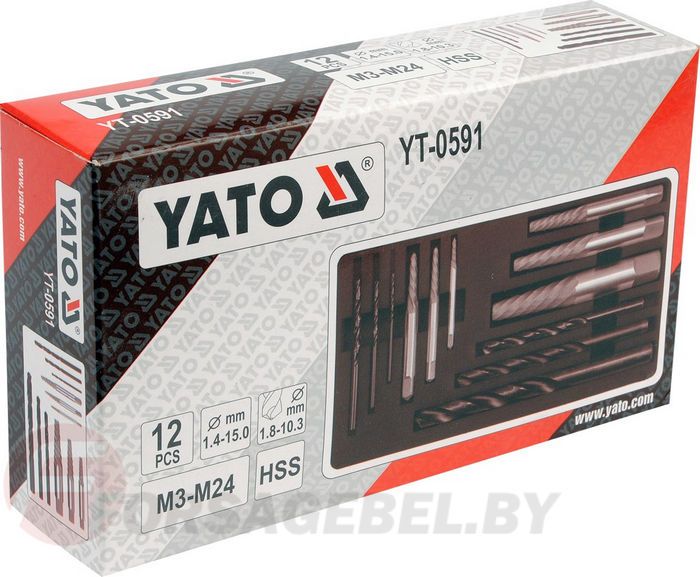Набор сверл по металлу для извлечения обломанных болтов 12пр Yato YT-0591