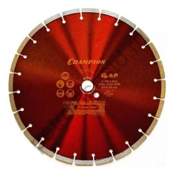 Диск алмазный бетон L 350/25,4/10 Concremax (старый бетон, ж/б с наполн.сред.тв.) Champion C1629