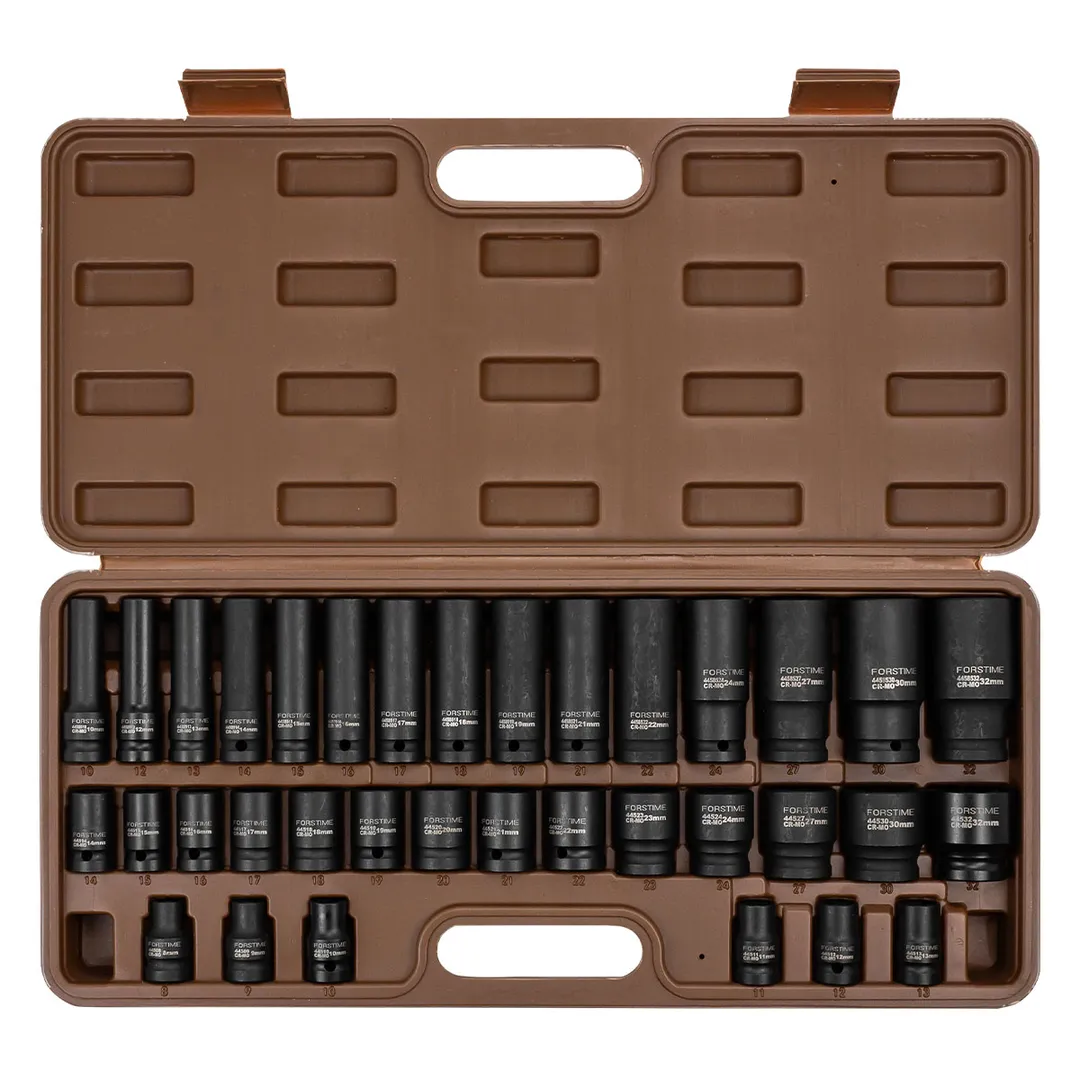 Набор головок 1/2" 35 пр., короткие 38 мм: 8-32 мм, глубокие 78 мм: 10-32 мм FORSTIME FT-4353-5K