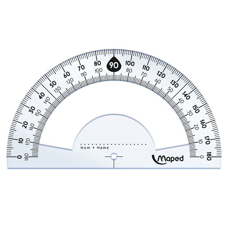Набор чертежный "Maped": линейка 15 см, треугольник 45 и 60 гр, транспортир 180 гр, прозрачный