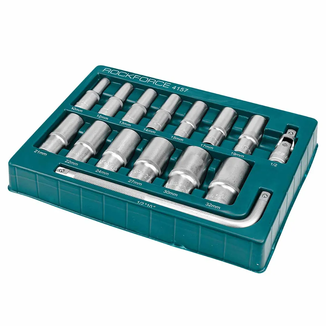 Набор головок глубоких 15 пр. 1/2" 10-32 мм 6-гр в ложементе RockForce RF-4157