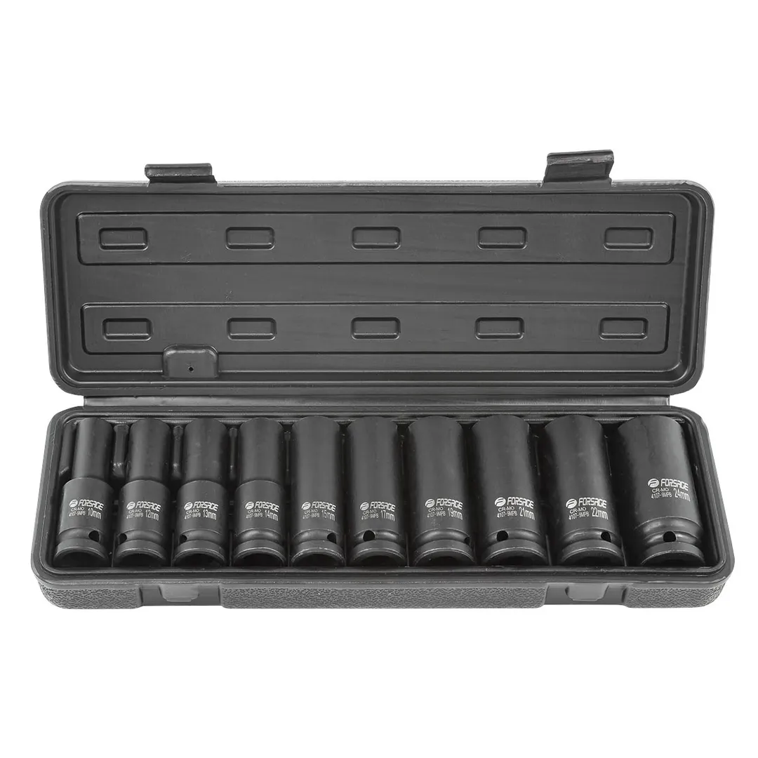 Набор головок ударных глубоких 10-24 мм 10 пр, 1/2'' 12-гр Forsage F-4107-9MPB