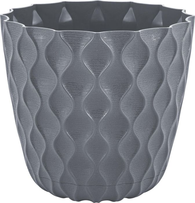 Горшок для цветов InGreen Wave с дренажной сеткой и съемным поддоном 2,5л, D175мм вулкан Пластик Репаблик IG650210026