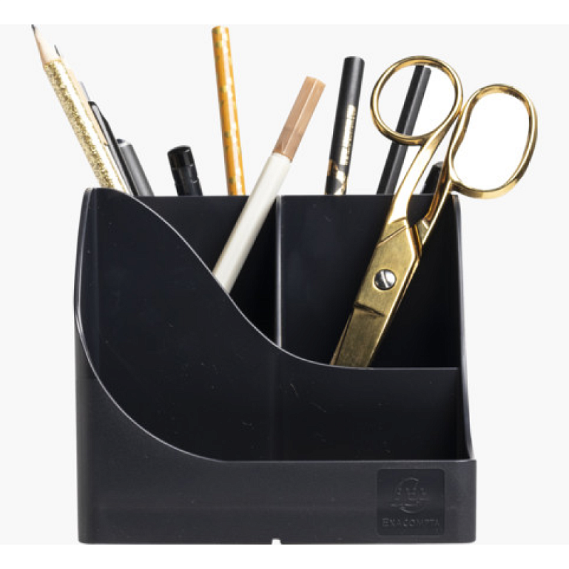 Подставка для ручек "Neo Deco", пластик, 5 делений, черный