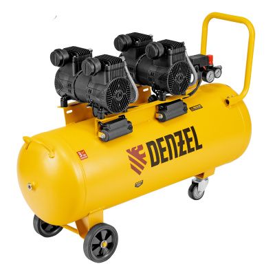 Компрессор безмасл. малошумный DLP-3000/100, 3 кВт, 2х1,5 кВт,100 л, 2850 об/мин,500 л/мин Denzel 58145
