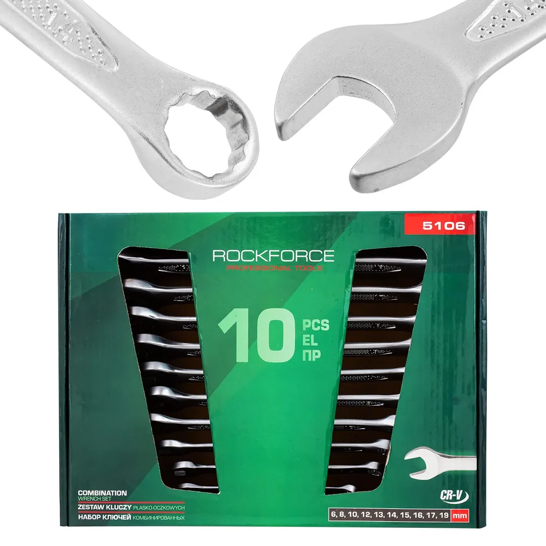 Набор ключей комбинированных 10 пр., 6, 8, 10, 12-17, 19 мм RockForce RF-5106
