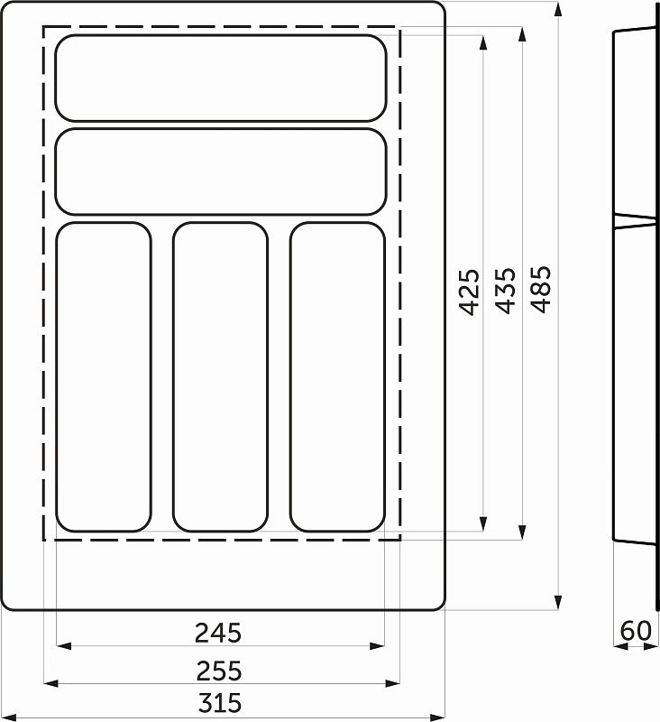 Лоток для столовых приборов 400 BASIC 315*485, белый AKS 113747
