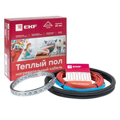 Теплый пол (нагревательный кабель) 1200Вт 80 м 8,0 м2 EKF nk-1200