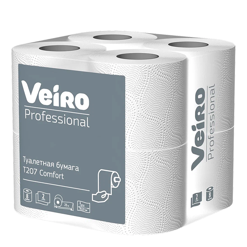 Бумага туалетная "Professional Comfort", 2 слоя, 8 рулонов