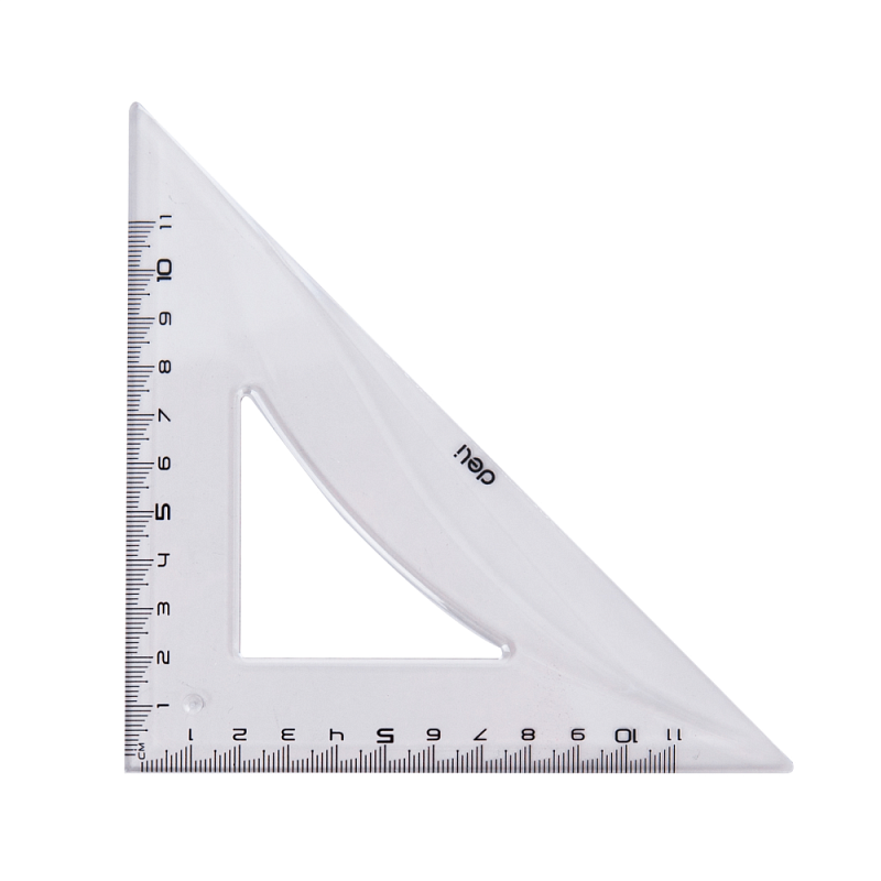 Набор чертежный "Deli EG00512": линейка 30 см, треугольник 45 и 60 гр, транспортир 180 гр, прозрачный