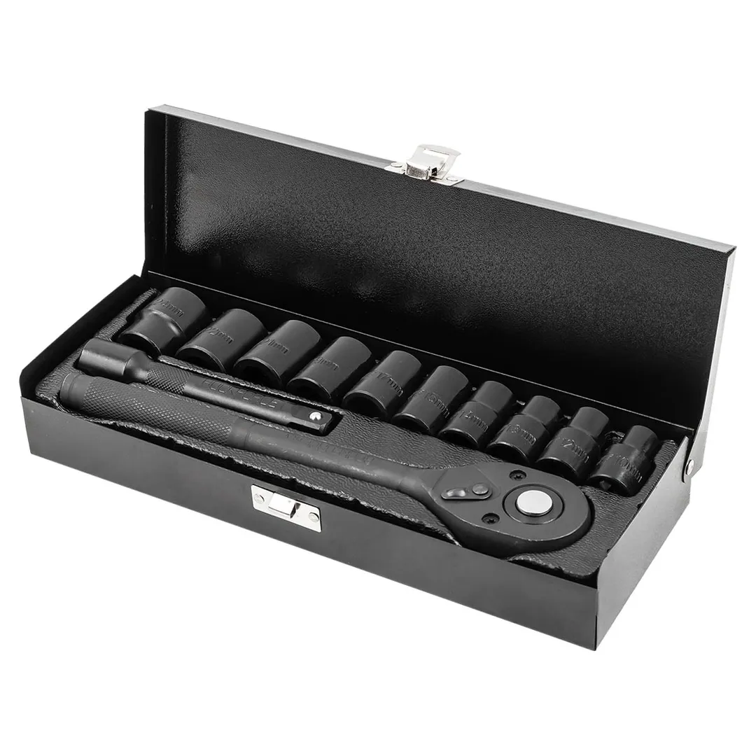 Набор ударных головок 10-24 мм с трещоткой и удлинителем 1/2'' 6-гр 12 пр RockForce RF-4122-5