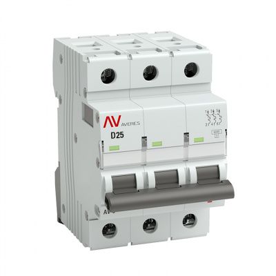 Выключатель автоматический AV-6 3P 25A (D) 6kA EKF AVERES mcb6-3-25D-av