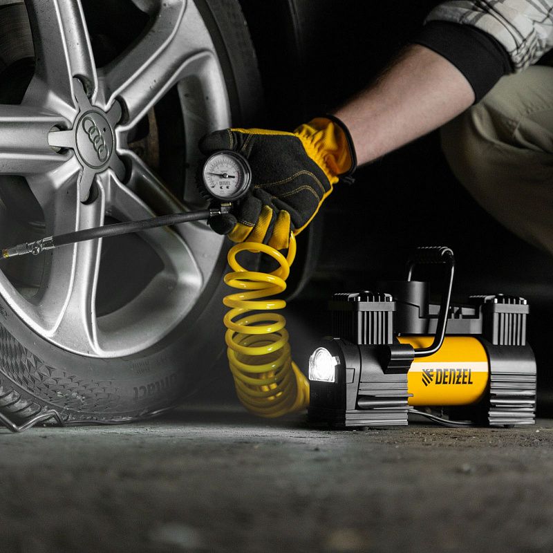 Компрессор автомобильный AC-75, 12 В, 10 атм., 75 л/мин, LED Denzel 58051