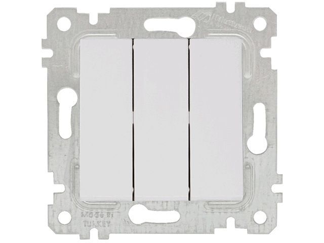 Выключатель 3-клав., скрытый, без рамки, винт. зажим, белый, RITA, 10 A, 250 V, IP 20, Mutlusan 22004090201