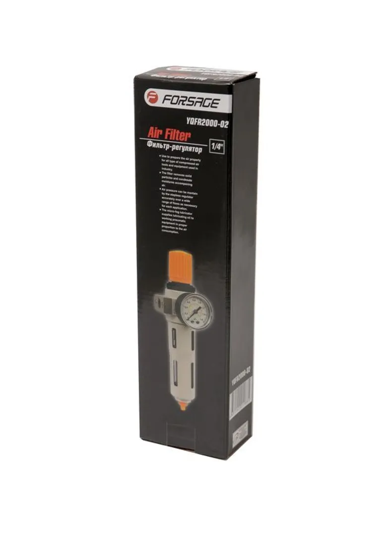 Фильтр-регулятор с индикатором давления для пневмосистемы 1/4'' пропускная способность:1300 л/мин, давление max: 16 bar, температура воздуха: 0° до 60 Forsage F-YQFR2000-02