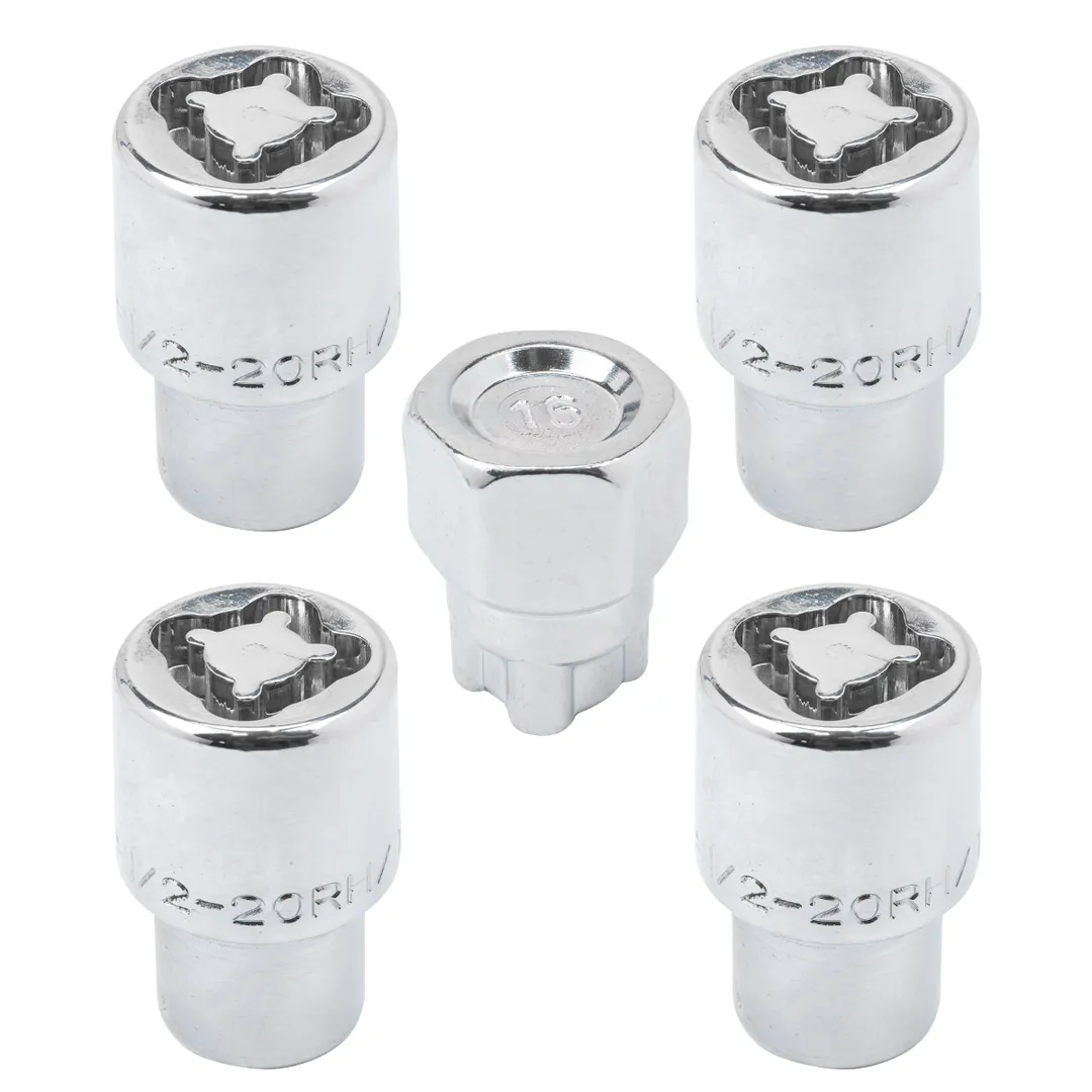 Набор секретных гаек на колесные диски 1/2''RH 5 пр. Forsage F-644205