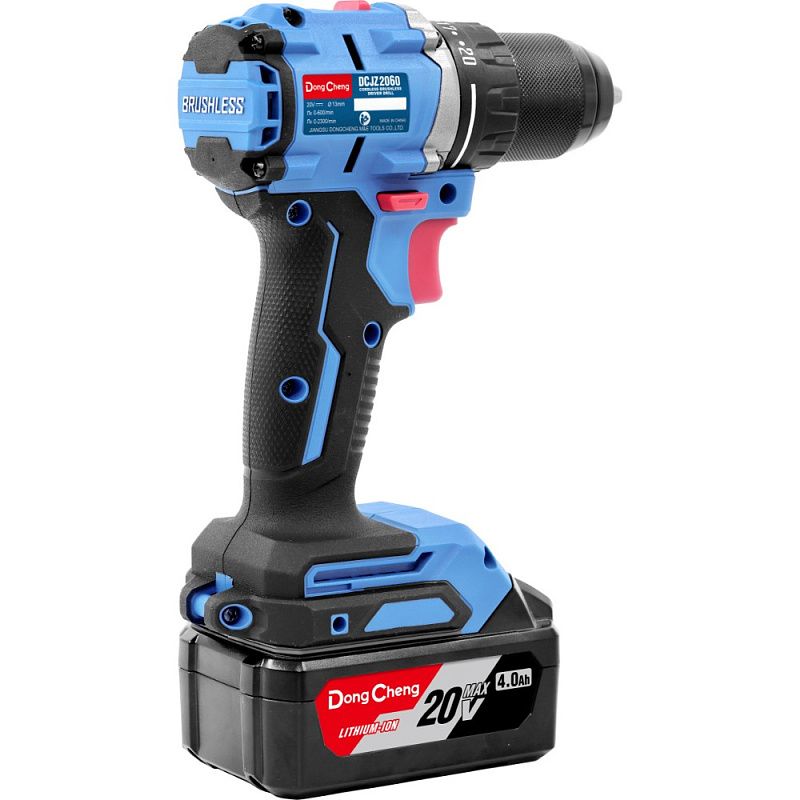 Аккумуляторная дрель-шуруповерт DongCheng DCJZ2060 (TYPE EM), 20 В, 60 Нм, 2 АКБ, 4 Ач, З/У 2 А