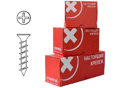 Саморез оконный 4,1x25 мм белый цинк, острый, 18000 шт в коробе, Starfix SM-39913-18000