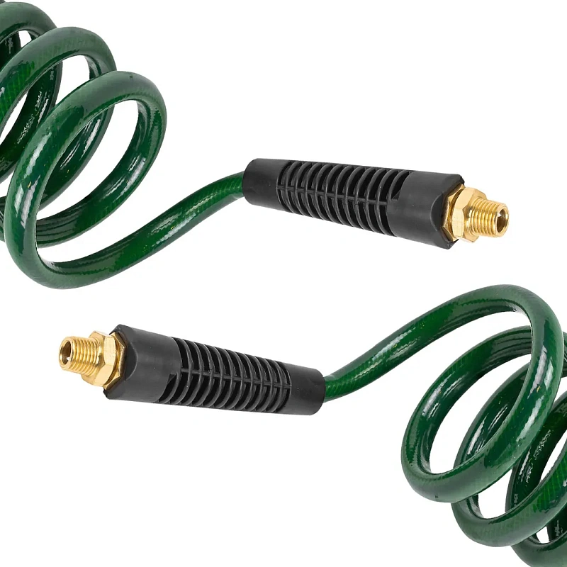 Шланг витой полиуретановый 8х12 мм, 15 м с резьбовыми наконечниками 1/4'', 15бар, раб. t от -20 до +60°С RockForce RF-AHC-48F