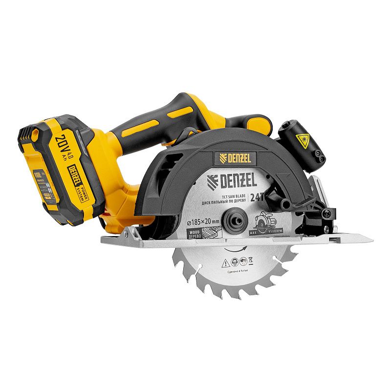 Пила циркулярная аккумуляторная бесщет. CCSH-BL-20-185, 185 мм, Li-Ion, 20 В Denzel 27409