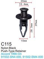 Клипса для крепления внутренней обшивки а/м Хонда пластиковая 100 шт Forsage C0115(Hyundai/Honda)