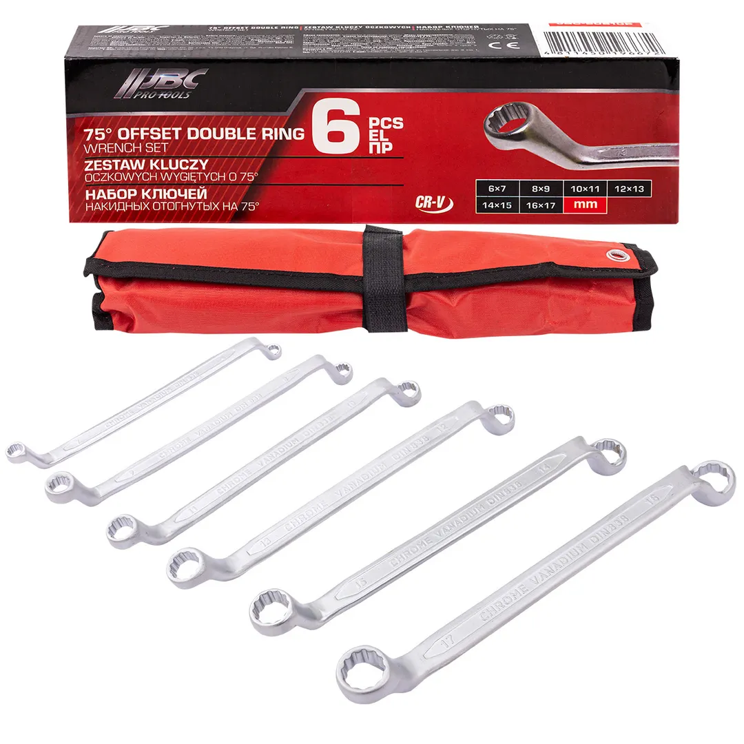Набор накидных ключей, отогнутых на 75° 6х7-16х17 мм 6 пр JBC JBC-50610P
