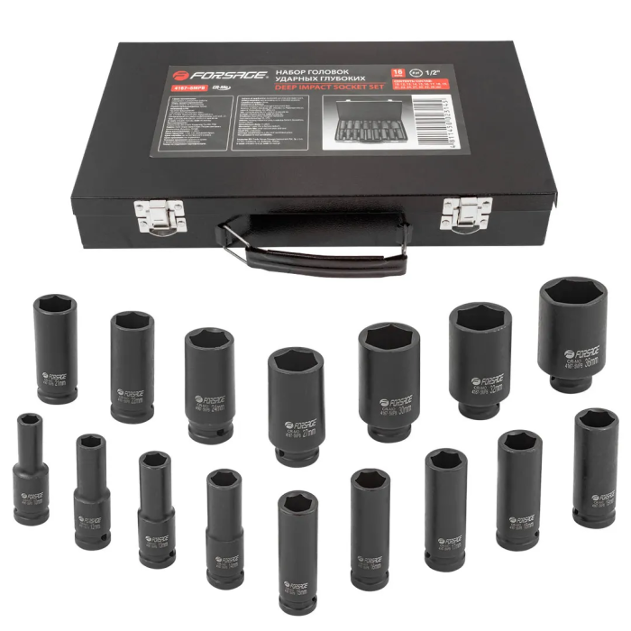Набор головок ударных глубоких 16 пр., 1/2'' 6-гр., 10-36 мм Forsage F-4167-5MPB