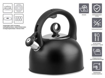 Чайник со свистком, нержавеющая сталь 3.0 л Eclipse PERFECTO LINEA 52-034303