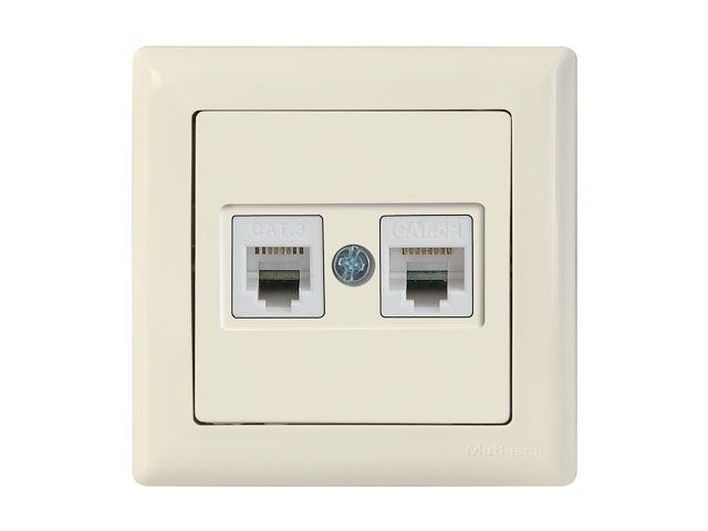 Розетка телефонная + компьютерная, RJ12+Cat5e, скрытая, кремовая, DARIA, Cat-3, RJ 12, 4-pin +, RJ 45, 8-pin, Mutlusan 21201390102