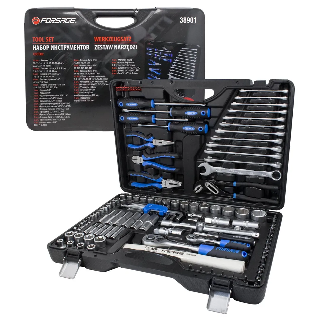 Набор инструментов 122 пр. 1/4''&1/2'', 6-гр Forsage F-38901