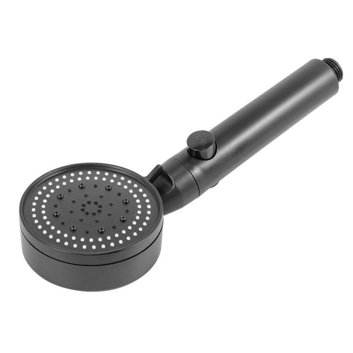 Лейка душевая с кнопкой подачи воды, поликарбонат, L-25см, ø-9см, 0-80°С, 5 режимов, массаж, экон. воды до 30% ISMA ISMA-SK-00601