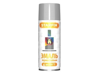 Краска-эмаль аэроз. термостойкая силиконовая серебристый Starfix 520мл SM-39874-1
