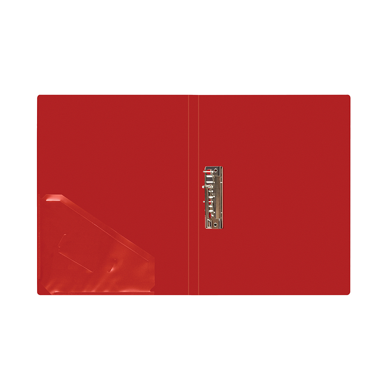 Папка В-611 "Стандарт" с зажимом и карманом, пластик, красный