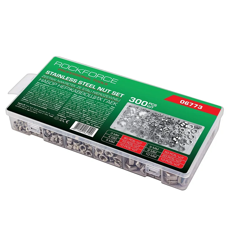 Набор нержавеющих гаек 3-10 мм 300 пр RockForce RF-06773