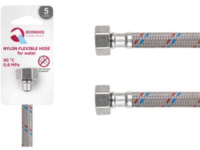 Подводка гибкая, Nylon, гайка 1/2" - гайка 1/2" 100 см, 6 Bar, 90°С ECONOCE EC034100
